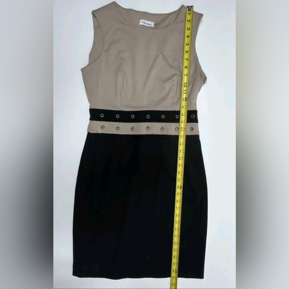 Calvin Klein Light Tan Beige and Black Dress Size 8 - Picture 3 of 11